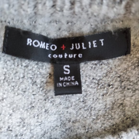 Romeo + Juliet Womens Small Crewneck Ruffle Fluted Sleeve Couture Sweater Gray - Picture 5 of 5